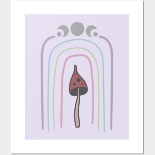 Rainbow Moon Mushroom Posters and Art